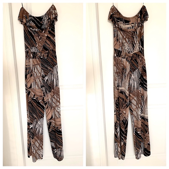 CACHE FLORAL PRINT DISCO JUMPSUIT OFF SHOULDER - Picture 3 of 8